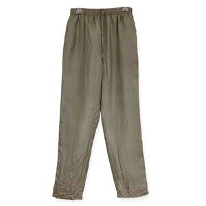 Vintage Tan Women’s Silk Pants With Pockets  Medium Neutral Classic Minimal